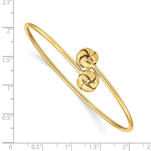 14K Polished Love Knot Flexible Oval Bangle Bracelet