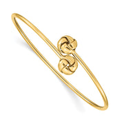14K Polished Love Knot Flexible Oval Bangle Bracelet