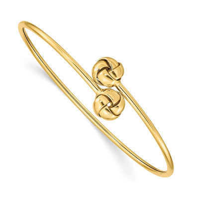 14K Polished Love Knot Flexible Oval Bangle Bracelet