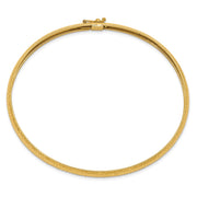 14k Polished Textured Flexible Oval Bangle Bracelet
