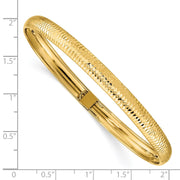 14k Polished Textured Flexible Oval Bangle Bracelet