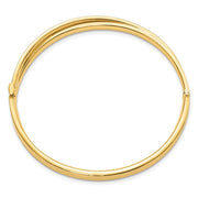 14k 4/16 Polished Criss-Cross Hinged Oval Bangle Bracelet