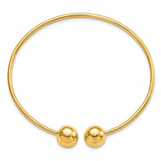 14K Polished Ball Flexible Oval Cuff Bangle Bracelet