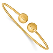 14K Polished Ball Flexible Oval Cuff Bangle Bracelet