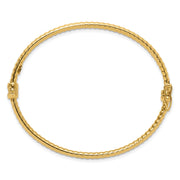 14K Polished and Textured Hinged Oval Bangle Bracelet