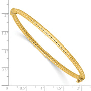 14K Polished and Textured Hinged Oval Bangle Bracelet