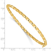 14k Polished Twisted Hinged Oval Bangle Bracelet