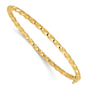 14k Polished Twisted Hinged Oval Bangle Bracelet