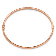 14K Rose Gold Polished Diamond-cut Hinged Oval Bangle Bracelet