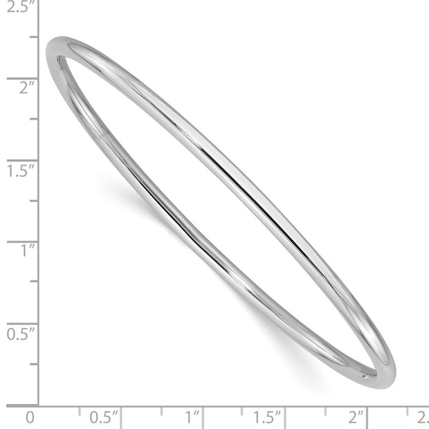 14k White Gold Polished Slip-on Round Bangle Bracelet