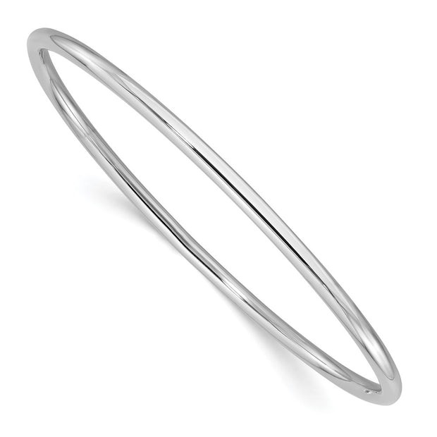 14k White Gold Polished Slip-on Round Bangle Bracelet