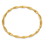 14K Polished and Twisted Hinged Oval Bangle Bracelet