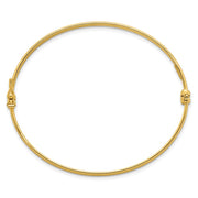 14k Polished and Diamond-cut Hinged Oval Bangle Bracelet