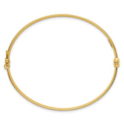 14k Polished Brushed and Textured Hinged Oval Bangle Bracelet