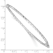 14k White Gold Polished Diamond-cut Hinged Oval Bangle Bracelet