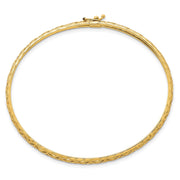 14k Polished Laser and Diamond-cut Fancy Pierced Design Flexible Oval Bangle Bracelet