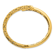 14k Polished Fancy Byzantine Hinged Oval Cuff Bangle Bracelet