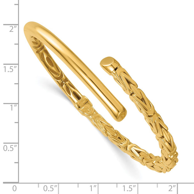 14k Polished Fancy Byzantine Hinged Oval Cuff Bangle Bracelet
