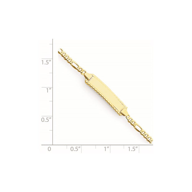 14k Polished Solid Chain/Solid Plate Figaro Link 18.5x5mm Plate Baby/Child ID Bracelet