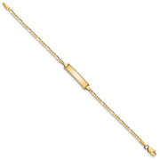 14k Polished Solid Chain/Solid Plate Figaro Link 18.5x5mm Plate Baby/Child ID Bracelet