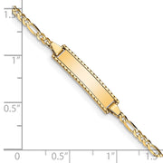 14k Polished Solid Chain/Solid Plate Figaro Link 18.5x5mm Plate Baby/Child ID Bracelet