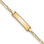 14k Polished Solid Chain/Solid Plate Figaro Link 18.5x5mm Plate Baby/Child ID Bracelet