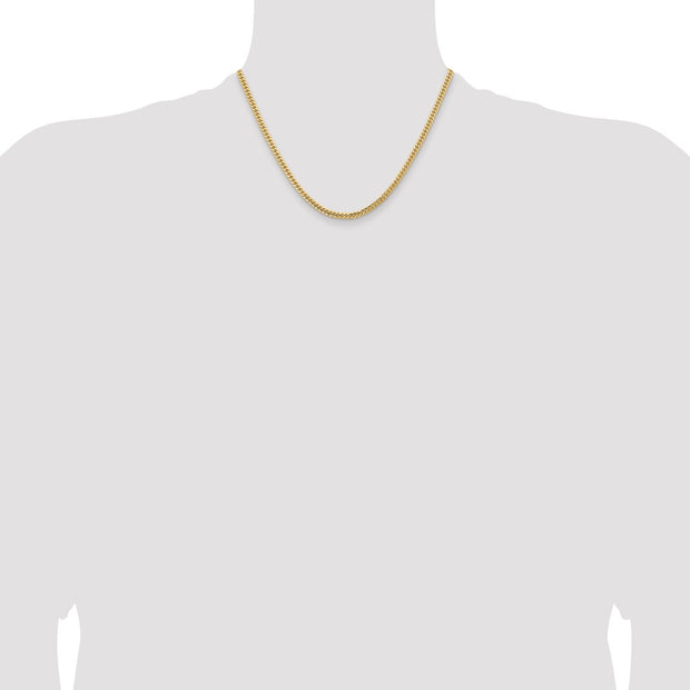 14K 3.5mm Solid Miami Cuban Link with Lobster Clasp Chain