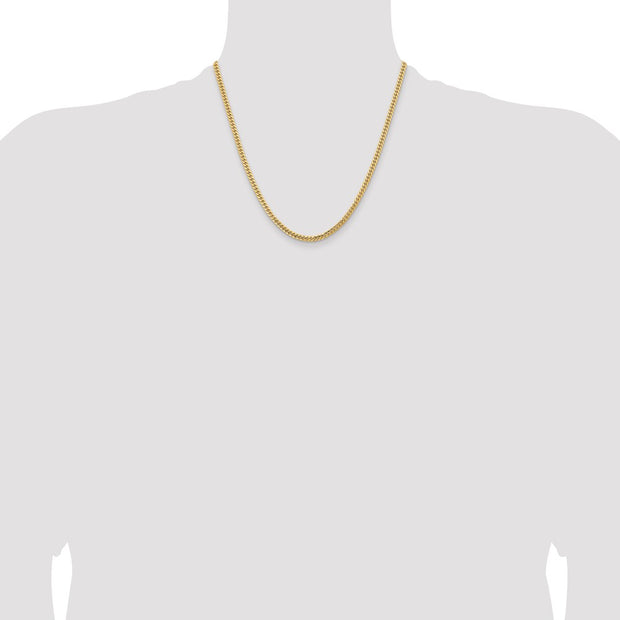 14K 3.5mm Solid Miami Cuban Link with Lobster Clasp Chain
