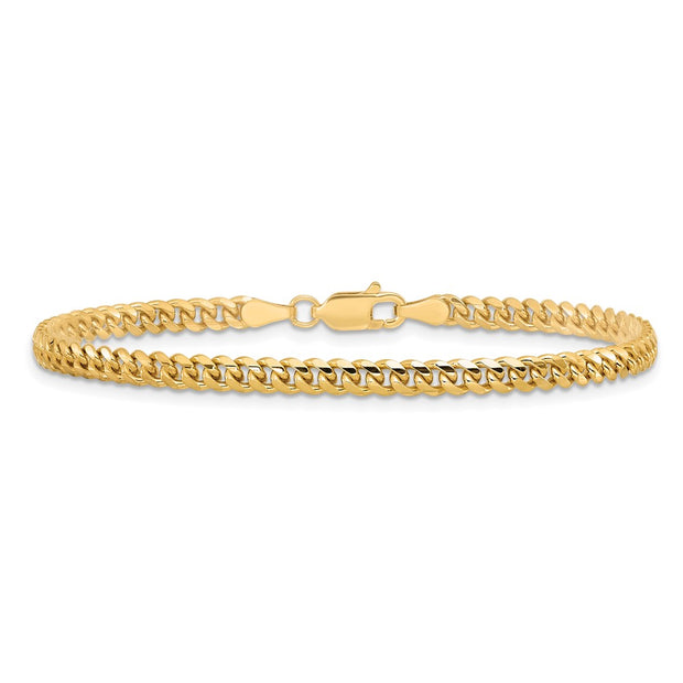 14K 3.5mm Solid Miami Cuban Link with Lobster Clasp Bracelet