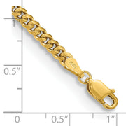 14K 3.5mm Solid Miami Cuban Link with Lobster Clasp Bracelet