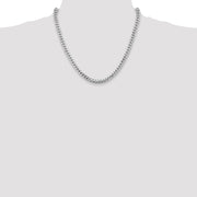 14K White Gold 5.5mm Solid Miami Cuban Link with Lobster Clasp Chain