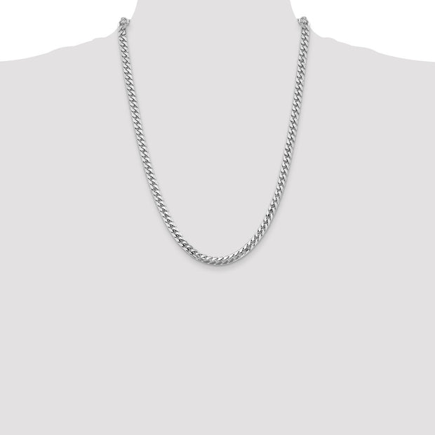 14K White Gold 5.5mm Solid Miami Cuban Link with Lobster Clasp Chain