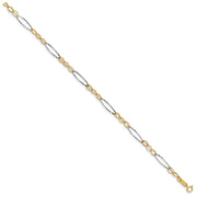 14k Two-tone Polished Oval Design Bracelet