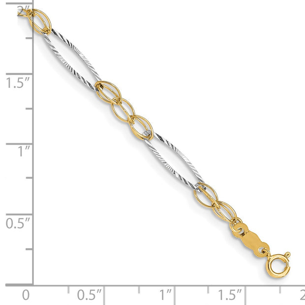 14k Two-tone Polished Oval Design Bracelet