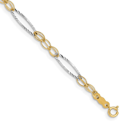 14k Two-tone Polished Oval Design Bracelet