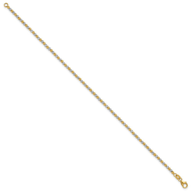 14K Two-tone Diamond-cut Beaded Bracelet