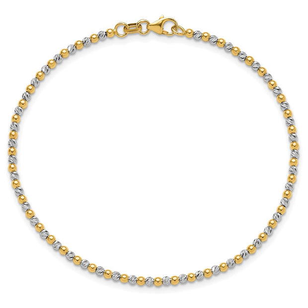 14K Two-tone Diamond-cut Beaded Bracelet