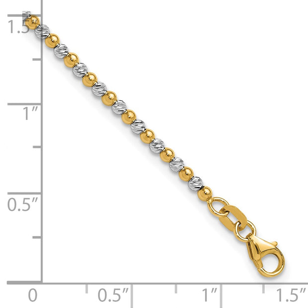 14K Two-tone Diamond-cut Beaded Bracelet
