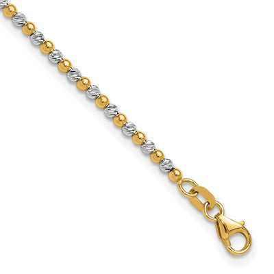 14K Two-tone Diamond-cut Beaded Bracelet
