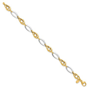 14k Two-Tone Polished 8.25mm Fancy Oval Link Bracelet