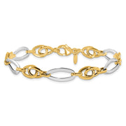 14k Two-Tone Polished 8.25mm Fancy Oval Link Bracelet
