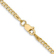 14K 2.2mm Flat Beveled Curb with Lobster Clasp Chain
