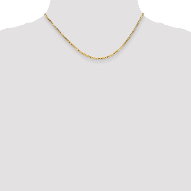 14K 2.2mm Flat Beveled Curb with Lobster Clasp Chain