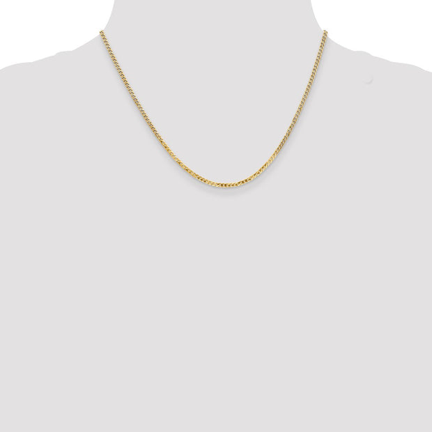 14K 2.2mm Flat Beveled Curb with Lobster Clasp Chain