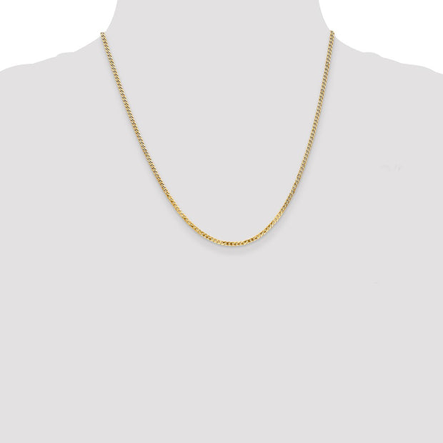 14K 2.2mm Flat Beveled Curb with Lobster Clasp Chain