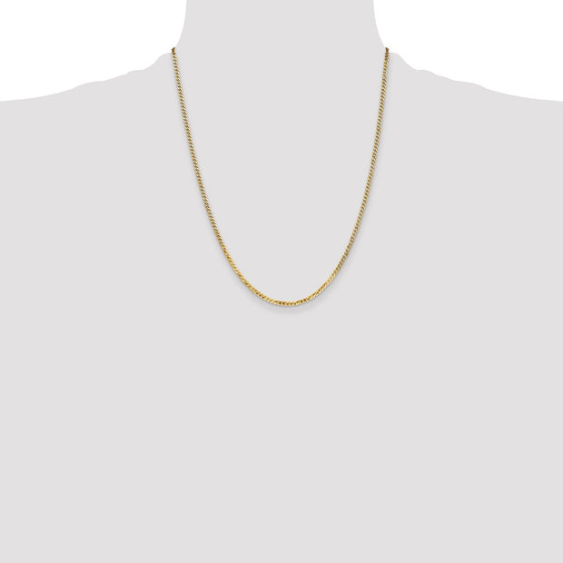 14K 2.2mm Flat Beveled Curb with Lobster Clasp Chain