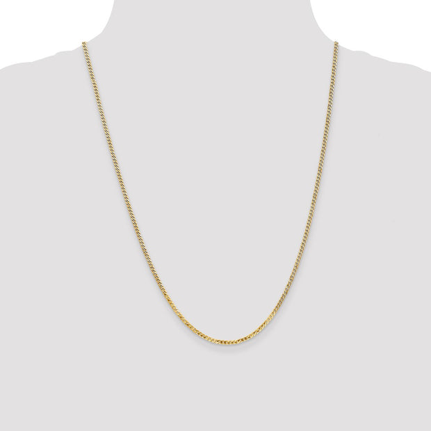 14K 2.2mm Flat Beveled Curb with Lobster Clasp Chain