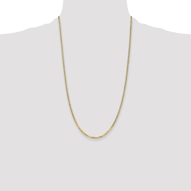14K 2.2mm Flat Beveled Curb with Lobster Clasp Chain