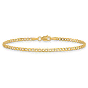 14K 2.2mm Flat Beveled Curb with Lobster Clasp Bracelet