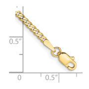 14K 2.2mm Flat Beveled Curb with Lobster Clasp Bracelet